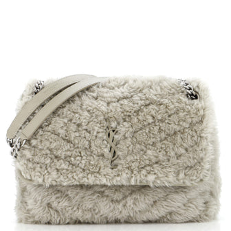 Saint Laurent Niki Chain Flap Bag Matelasse Chevron Shearling Medium