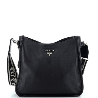 Prada Logo Strap Hobo Leather Medium