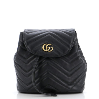 Gucci GG Marmont Drawstring Backpack Matelasse Leather Mini