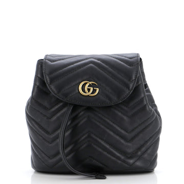 Gucci GG Marmont Drawstring Backpack Matelasse Leather Mini