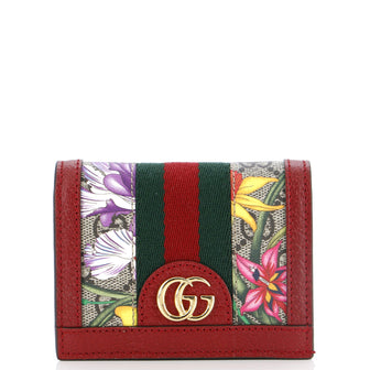 Gucci Ophidia Flap Card Case Flora GG Coated Canvas