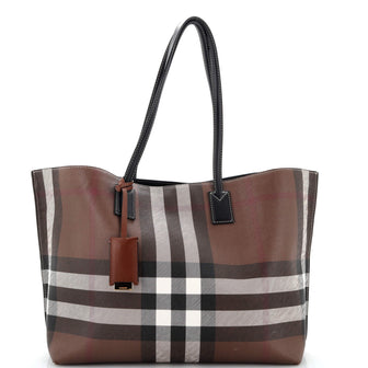 Burberry Open Tote Check E-Canvas Large