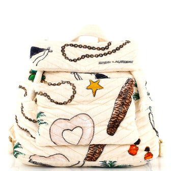 Saint Laurent Summer Backpack Quilted Printed Terry Cloth