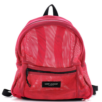 Saint Laurent Logo Zip Backpack Mesh