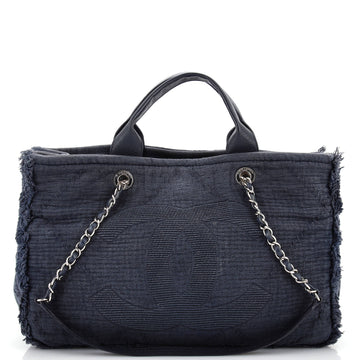 Chanel Double Face Deauville Tote Fringe Quilted Canvas Large