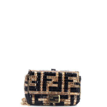 Fendi Chain Baguette Charm Bag Zucca Beads Nano