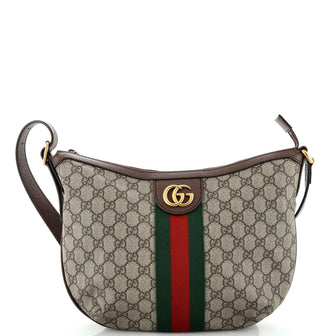 Gucci Ophidia Half Moon Hobo GG Coated Canvas Small