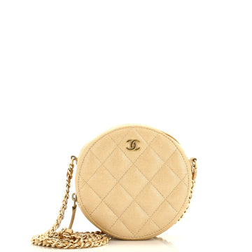 Chanel Round Clutch with Chain Quilted Iridescent Caviar Mini