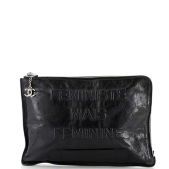 Chanel Feminine Pouch Crinkled Leather Large