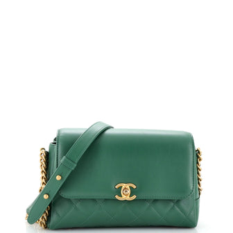 Chanel Side Chain Compartment Flap Bag Quilted Goatskin Medium