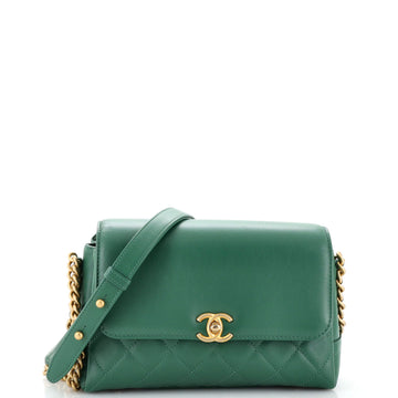 Chanel Side Chain Compartment Flap Bag Quilted Goatskin Medium