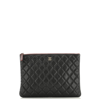 Chanel O Case Clutch Quilted Caviar Medium