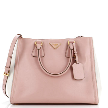 Prada Bicolor Lux Convertible Open Tote Saffiano Leather Medium