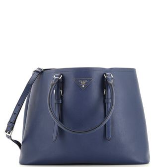 Prada Belted Strap Cuir Double Tote Saffiano Leather Medium