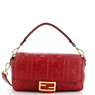 Fendi Baguette NM Bag Zucca Embossed Leather Medium