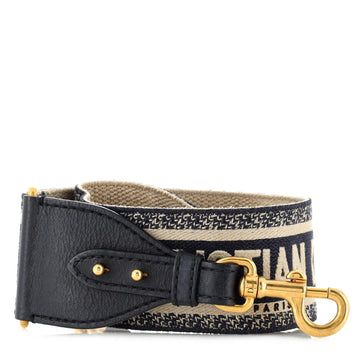 Christian Dior Logo Shoulder Strap Embroidered Canvas