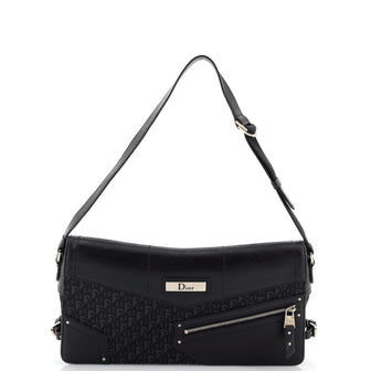 Christian Dior Vintage Street Chic Flap Shoulder Bag Diorissimo Canvas with Leather Medium
