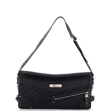 Christian Dior Vintage Street Chic Flap Shoulder Bag Diorissimo Canvas with Leather Medium