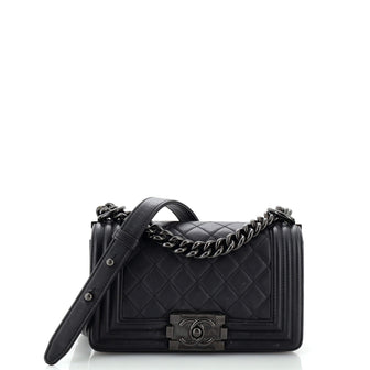 Chanel So Black Boy Flap Bag Quilted Lambskin Small