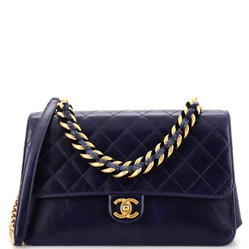 Chanel Paris-Cosmopolite Straight Lined Flap Bag Quilted Aged Calfskin Medium