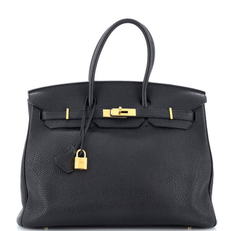 Hermes Birkin Handbag Black Togo with Gold Hardware 35