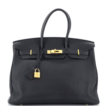 Hermes Birkin Handbag Black Togo with Gold Hardware 35