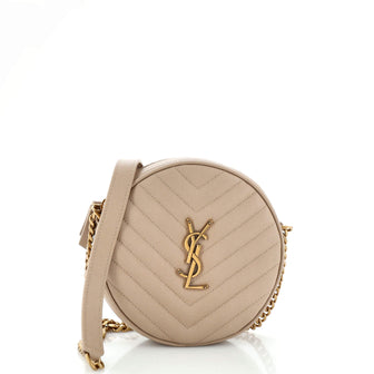 Saint Laurent Vinyle Round Camera Bag Matelasse Chevron Leather