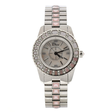 Christian Dior Christal Quartz Watch Stainless Steel with Sapphire Crystals and Diamond Markers and Mother of Pearl 28