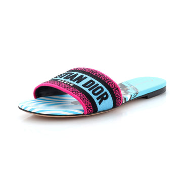 Christian Dior Women's Dway Flat Sandals Embroidered Canvas