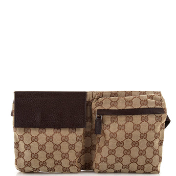 Gucci Vintage Double Belt Bag GG Canvas