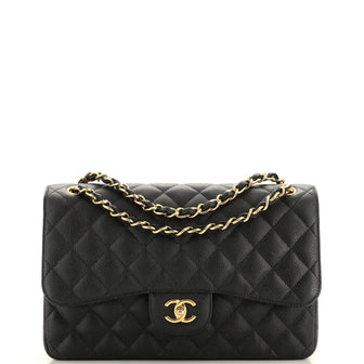 Chanel Classic Double Flap Bag Quilted Caviar Jumbo
