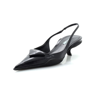 Prada Women's Triangle Logo Slingback Pumps Leather