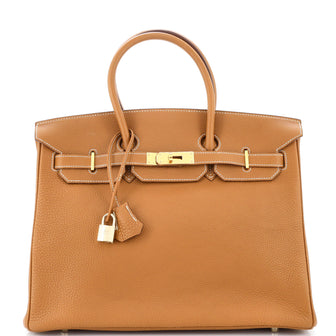 Hermes Birkin Handbag Brown Togo with Gold Hardware 35