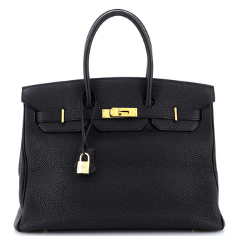 Hermes Birkin Handbag Black Togo with Gold Hardware 35