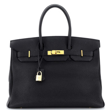 Hermes Birkin Handbag Black Togo with Gold Hardware 35