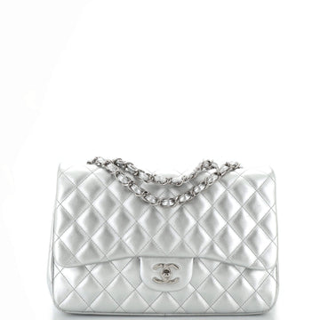 Chanel Classic Double Flap Bag Quilted Metallic Lambskin Jumbo