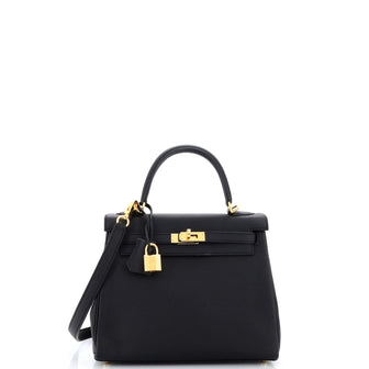 Hermes Kelly Handbag Black Togo with Gold Hardware 25