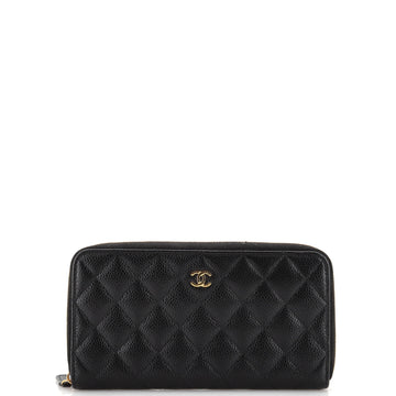 Chanel Zip Around Wallet Quilted Caviar Long