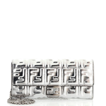 Fendi Baguette Continental Wallet on Chain Zucca Embossed Leather