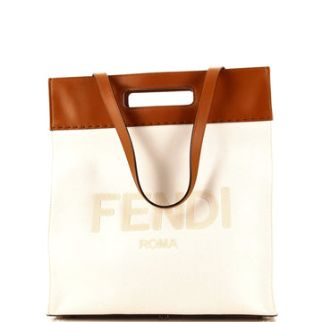 Fendi Cut Out Handle Shopper Tote Canvas Medium