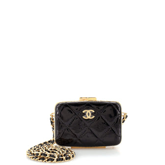 Chanel Box With Chain Quilted Patent Small