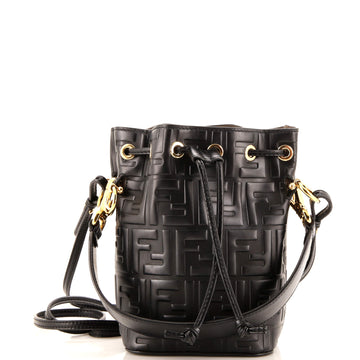 Fendi Mon Tresor Bucket Bag Zucca Embossed Leather Mini