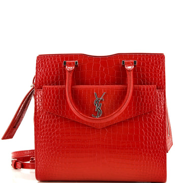 Saint Laurent Uptown Tote Crocodile Embossed Leather Small