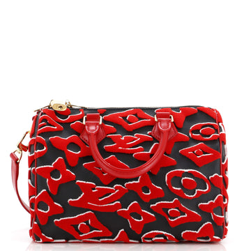 Louis Vuitton Speedy Bandouliere Bag Limited Edition Urs Fischer Tufted Monogram Canvas 25