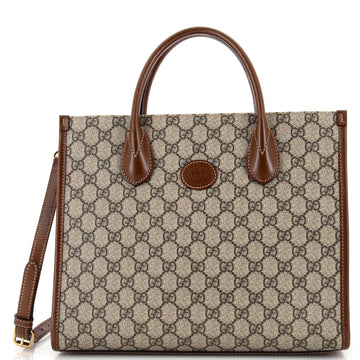 Gucci Structured Top Handle Open Tote GG Coated Canvas Small