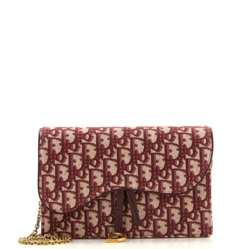 Christian Dior Saddle Chain Clutch Oblique Canvas