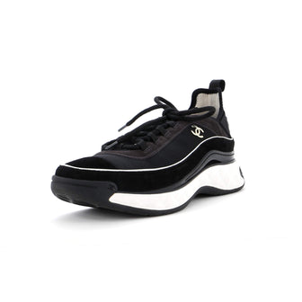 Chanel Women's CC Cap Toe Logo Sneakers Mixed Fibers