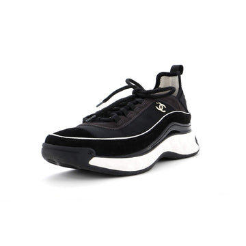 Chanel Women's CC Cap Toe Logo Sneakers Mixed Fibers