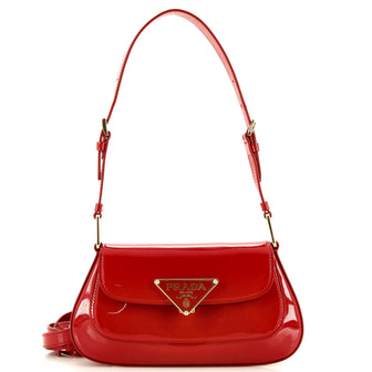 Prada Embleme Triangle Logo Shoulder Bag Patent Small
