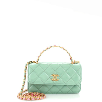 Chanel Top Handle Phone Holder with Chain Quilted Calfskin